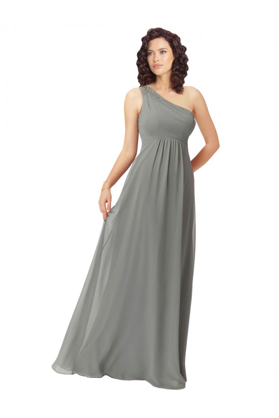 A-Linien Eine-Schulter Chiffon Lange Brautjungfernkleider Lieferanten