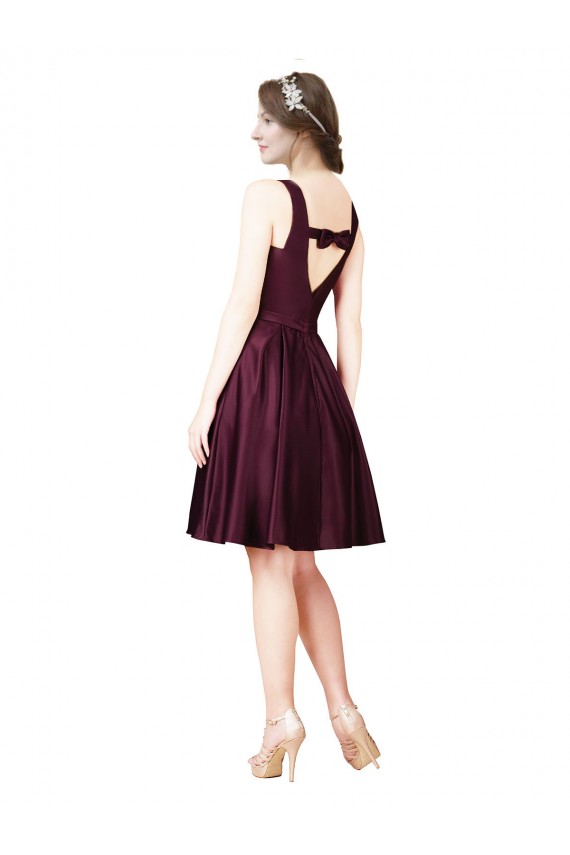 A-Linien Knielang Satin Kurze Brautjungfernkleider / Abiballkleider / Cocktailkleider / Heimkehr Kleider Lieferanten