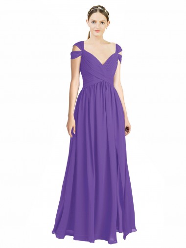 A-Linien Off-Schulter Chiffon Lange Brautjungfernkleider Lieferanten