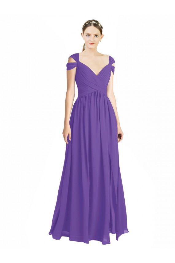 A-Linien Off-Schulter Chiffon Lange Brautjungfernkleider Lieferanten
