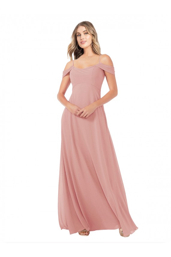 A-Linien Off-Schulter Chiffon Lange Brautjungfernkleider Lieferanten