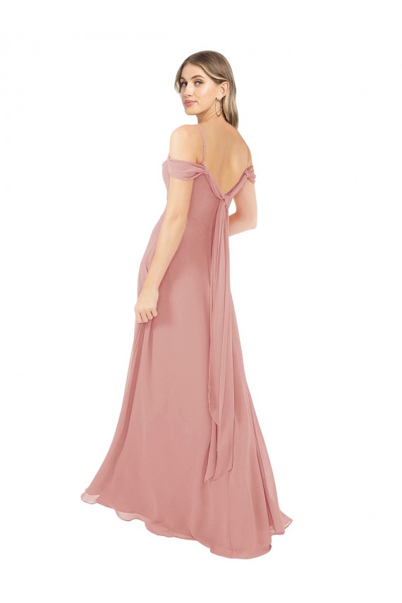 A-Linien Off-Schulter Chiffon Lange Brautjungfernkleider Lieferanten