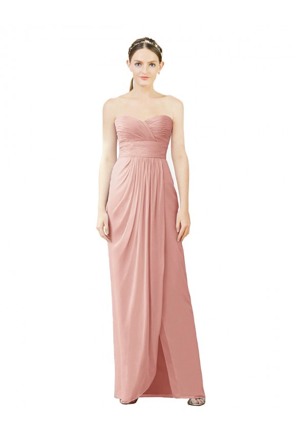 A-Linien Trägerlos Chiffon Lange Brautjungfernkleider Lieferanten