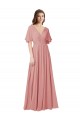 A-Linien V-Ausschnitt Chiffon Lange Brautjungfernkleider Lieferanten