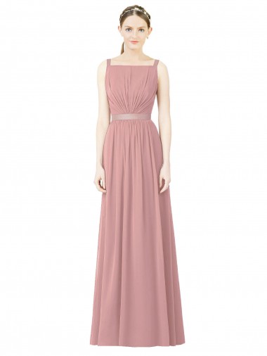 Altrosa A-Linien Stehkragen Ausschnitt Chiffon Lange Brautjungfernkleider Lieferanten