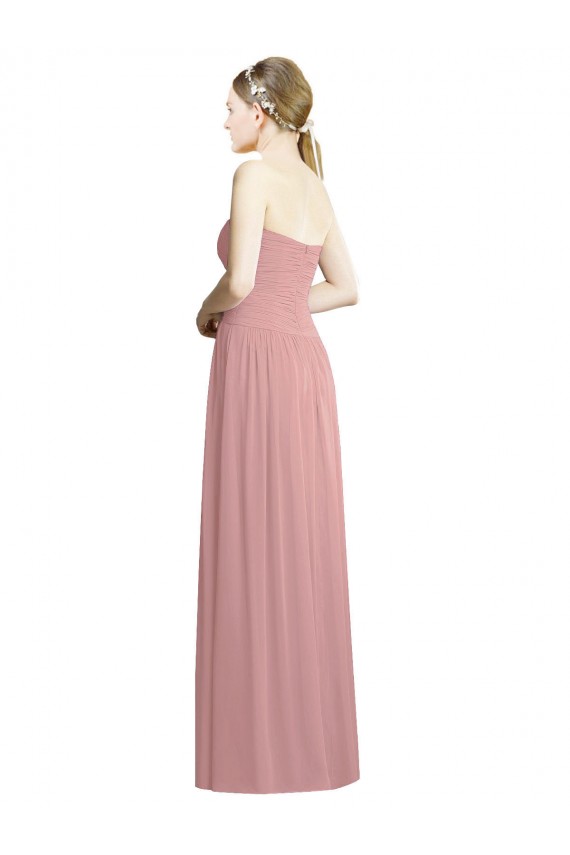 Altrosa A-Linien Trägerlos Chiffon Lange Formale Brautjungfernkleider / Abendkleider Lieferanten