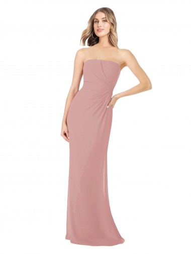 Altrosa Etui Trägerlos Chiffon Lange Brautjungfernkleider Lieferanten