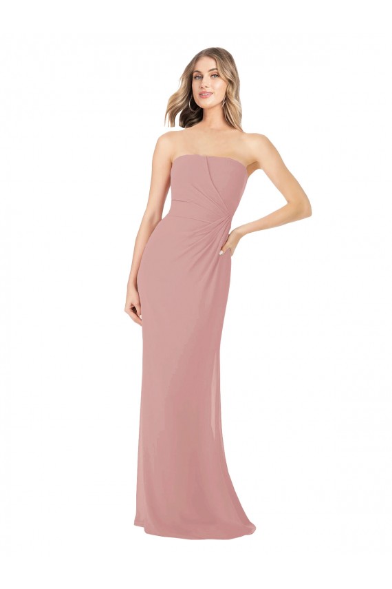 Altrosa Etui Trägerlos Chiffon Lange Brautjungfernkleider Lieferanten