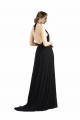 Austernsilber A-Linien Neckholder Chiffon Lange Brautjungfernkleider Lieferanten