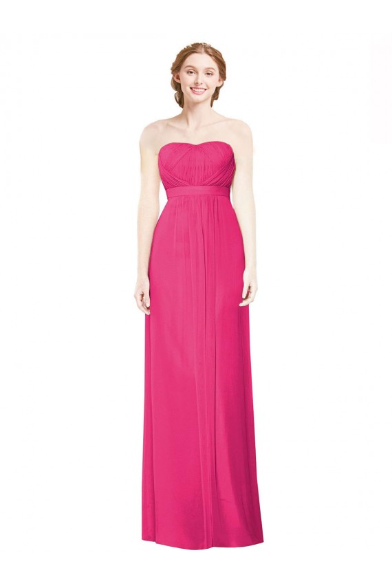 Azalee A-Linien Trägerlos Chiffon Lange Brautjungfernkleider Lieferanten