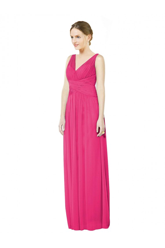 Azalee A-Linien V-Ausschnitt Chiffon Lange Brautjungfernkleider Lieferanten