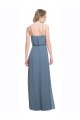 Blau 135 A-Linien Spaghetti-Träger Chiffon Lange Brautjungfernkleider Lieferanten