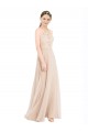 Champagner A-Linien Neckholder Stehkragen Ausschnitt Chiffon Spitze Lange Brautjungfernkleider / Abiballkleider Lieferanten