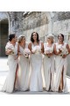 Champagner A-Linien V-Ausschnitt Chiffon Lange Brautjungfernkleider Lieferanten