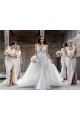 Champagner A-Linien V-Ausschnitt Chiffon Lange Brautjungfernkleider Lieferanten