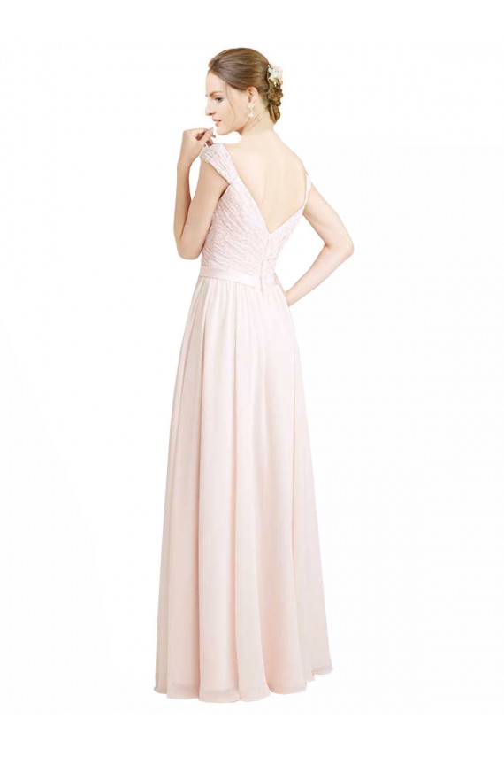 Creme Rosa A-Linien Chiffon Spitze Lange Brautjungfernkleider Lieferanten