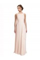 Creme Rosa A-Linien Stehkragen Ausschnitt Chiffon Lange Brautjungfernkleider Lieferanten