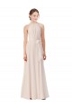 Creme Rosa A-Linien Stehkragen Ausschnitt Chiffon Lange Brautjungfernkleider Lieferanten