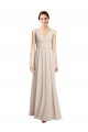 Creme Rosa A-Linien V-Ausschnitt Chiffon Lange Brautjungfernkleider Lieferanten