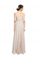 Creme Rosa A-Linien V-Ausschnitt Chiffon Lange Brautjungfernkleider Lieferanten