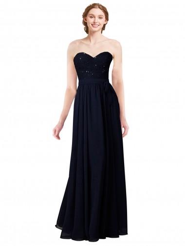 Dunkelmarine A-Linien Chiffon Lange Brautjungfernkleider Lieferanten