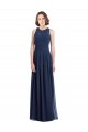 Dunkelmarine A-Linien Neckholder Chiffon Lange Brautjungfernkleider Lieferanten