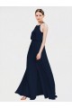 Dunkelmarine A-Linien Neckholder Chiffon Lange Brautjungfernkleider Lieferanten