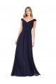 Dunkelmarine A-Linien Off-Schulter Chiffon Lange Brautjungfernkleider Lieferanten