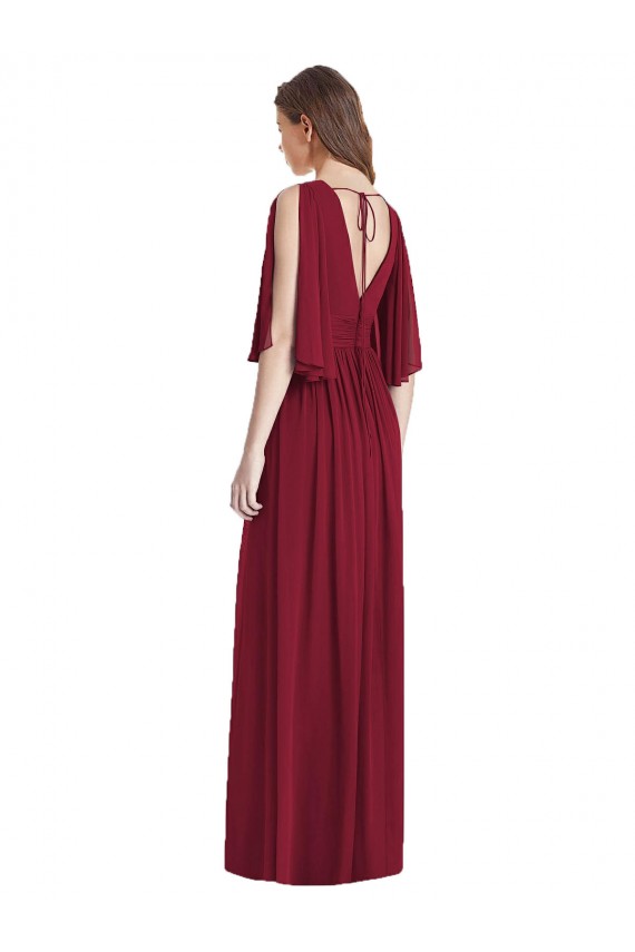 Dunkelmarine Trompete V-Ausschnitt Chiffon Lange Brautjungfernkleider Lieferanten