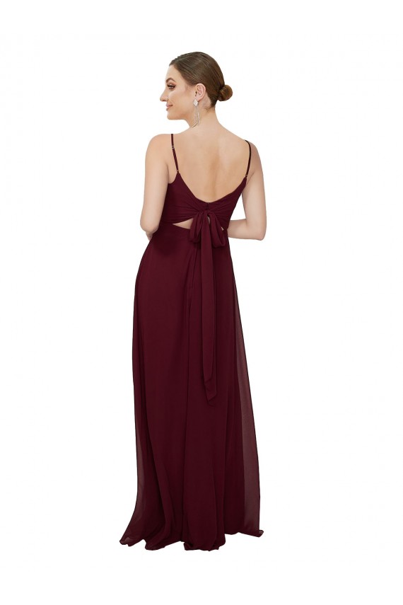 Dunkler Burgunder A-Linien Scoop Chiffon Lange Brautjungfernkleider Lieferanten