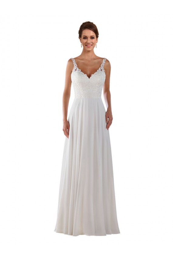 Elfenbein A-Linien Kapelle-schleppe Chiffon Klassisch Boho Brautkleider Lieferanten