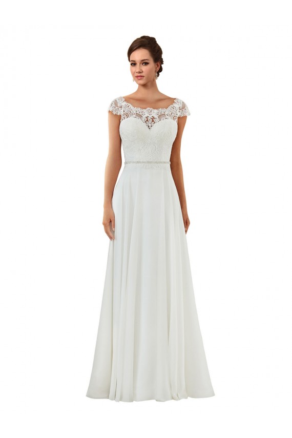 Elfenbein A-Linien Kapelle-schleppe Chiffon Klassisch Brautkleider Lieferanten