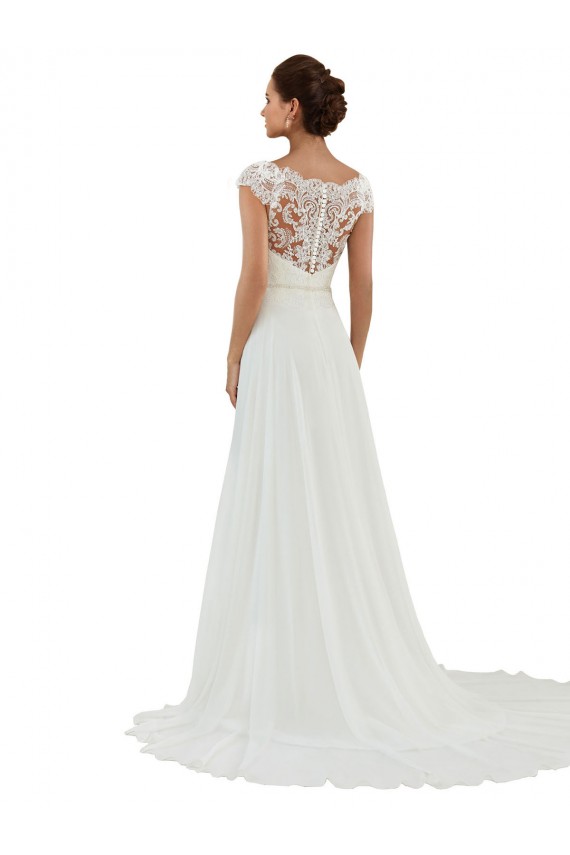 Elfenbein A-Linien Kapelle-schleppe Chiffon Klassisch Brautkleider Lieferanten