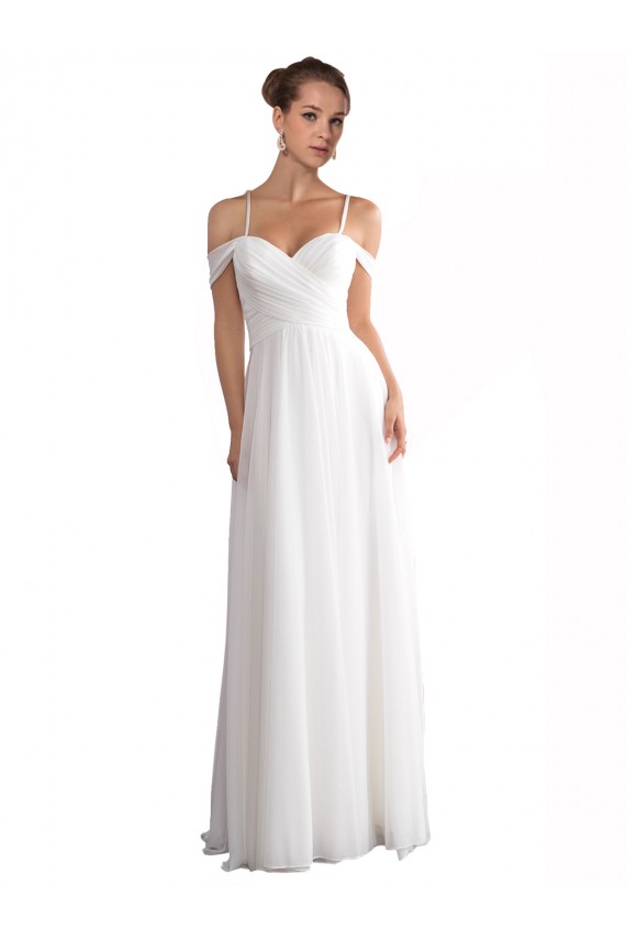 Elfenbein A-Linien Off-Schulter Sweep Zug Chiffon Strand Brautkleider Lieferanten