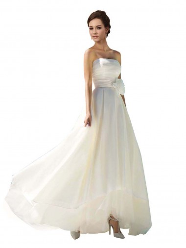 Elfenbein A-Linien Trägerlos Chiffon Brautkleider Lieferanten