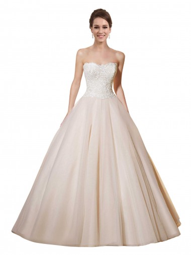 Elfenbein & Champagner Prinzessin Kapelle-schleppe Tüll Spitze Brautkleider Lieferanten