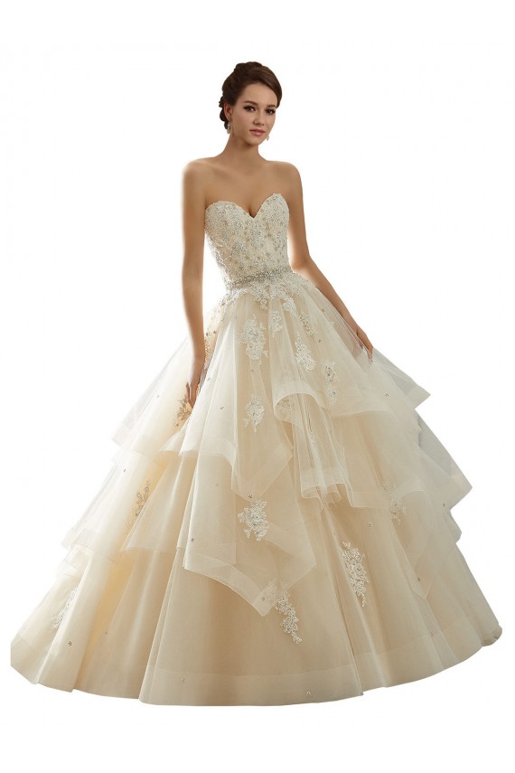 Elfenbein & Champagner Prinzessin Kapelle-schleppe Tüll Spitze Brautkleider Lieferanten