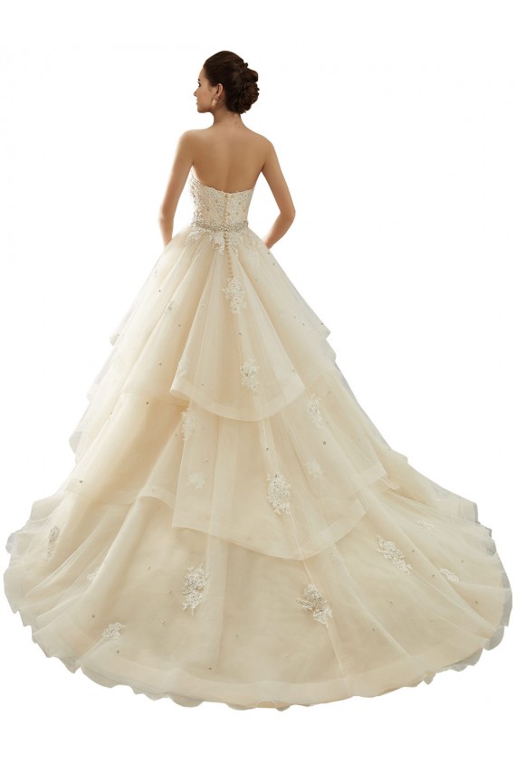 Elfenbein & Champagner Prinzessin Kapelle-schleppe Tüll Spitze Brautkleider Lieferanten