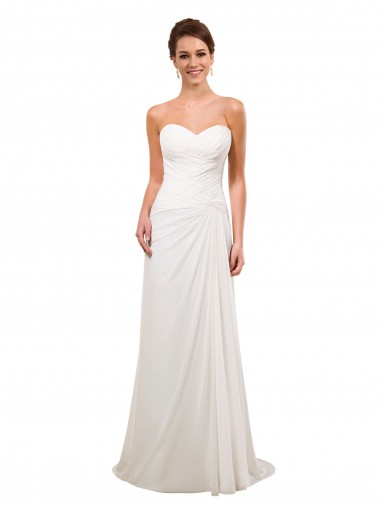 Elfenbein Etui Kapelle-schleppe Chiffon Brautkleider Lieferanten