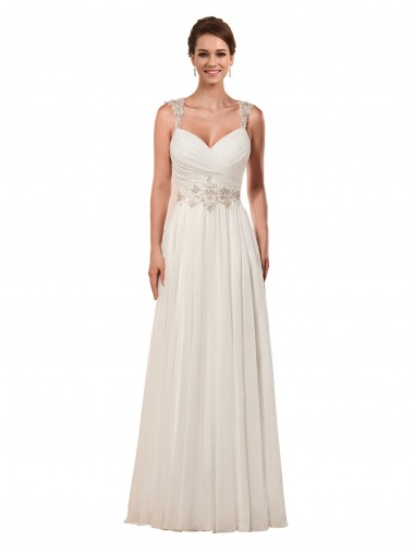 Elfenbein Etui Kapelle-schleppe Chiffon Brautkleider Lieferanten