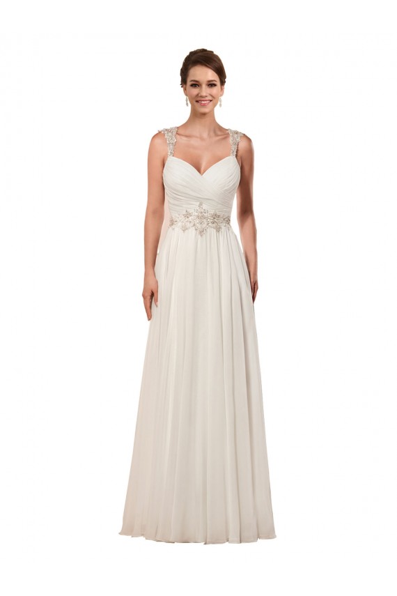 Elfenbein Etui Kapelle-schleppe Chiffon Brautkleider Lieferanten