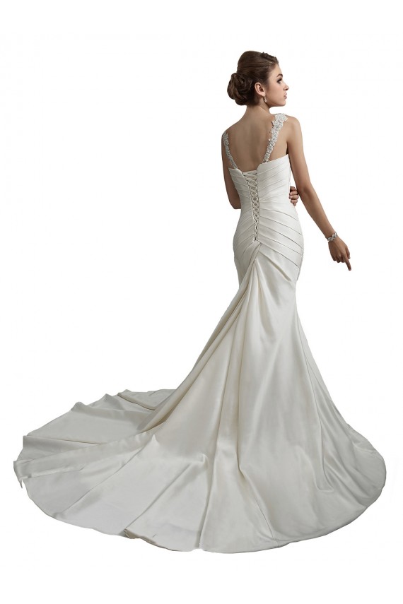 Elfenbein Meerjungfrau Kapelle-schleppe Satin Strand Brautkleider Lieferanten