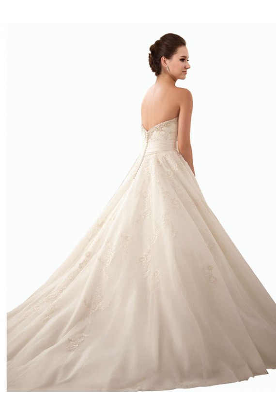 Elfenbein Prinzessin Kapelle-schleppe Satin Tüll Spitze Brautkleider Lieferanten