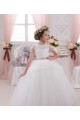 Elfenbein Prinzessin Tüll Spitze Lange Blumenmädchenkleider Lieferanten