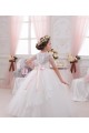 Elfenbein Prinzessin Tüll Spitze Lange Blumenmädchenkleider Lieferanten