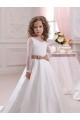 Elfenbein Prinzessin V-Ausschnitt Kapelle-schleppe Satin Spitze Lange Blumenmädchenkleider Lieferanten