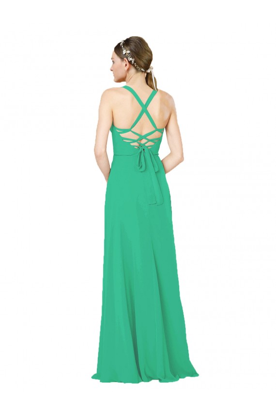 Emerald Etui V-Ausschnitt Chiffon Lange Brautjungfernkleider Lieferanten