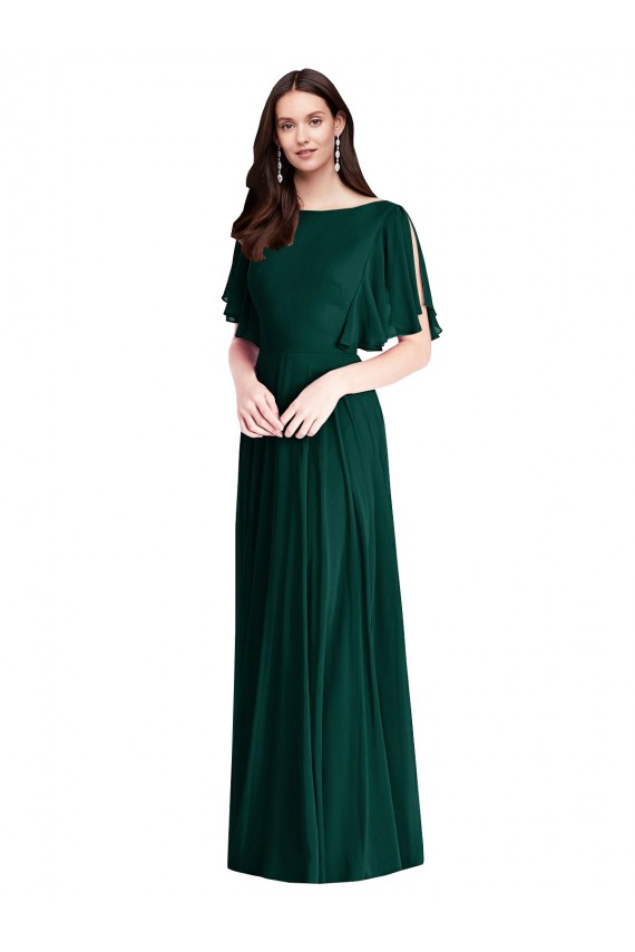 Evergrün A-Linien Chiffon Lange Brautjungfernkleider Lieferanten