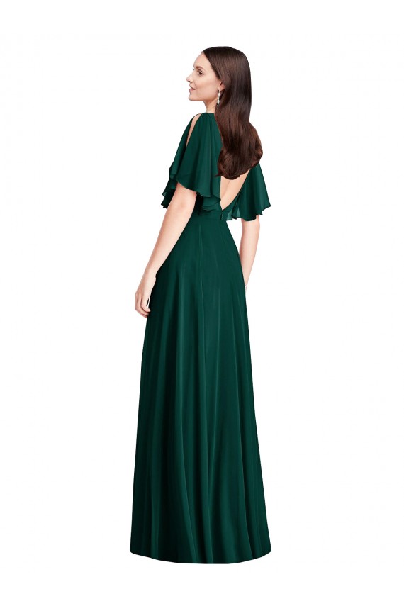 Evergrün A-Linien Chiffon Lange Brautjungfernkleider Lieferanten