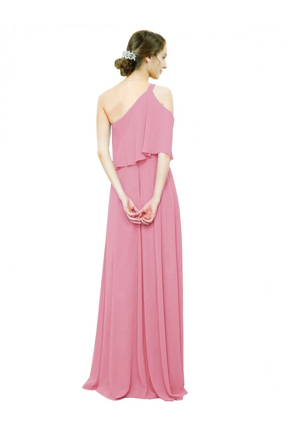 Hautrosa A-Linien Eine-Schulter Chiffon Lange Brautjungfernkleider Lieferanten
